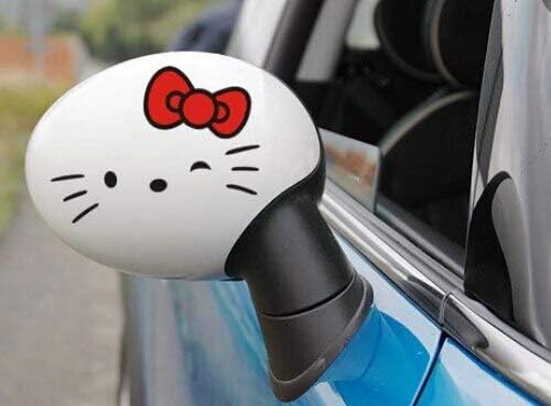 FIOLTY 2 x Funny Creative Car Styling Lovely Hello Kitty Car Rear View Mirrors Decoration Waterproof Patternyl Decal : Red Black