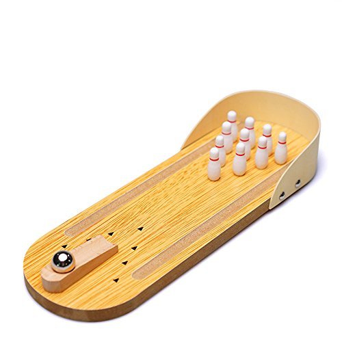 Mini Bowling Game, Mini Wooden Desktop Bowling Game Mini Tabletop Bowling Toy Classic Desk Ball for Kids and Adults