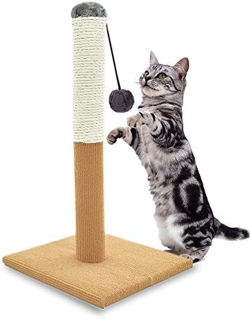 Cat Scratching Post 2-in-1 Sisal with Hanging Interactive Cat Toy for Small Medium Large Cats