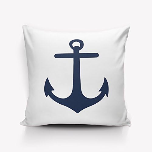 Rocking Giraffe Nautical Navy Blue Anchor Chevron Zig Zag Ripple Throw Pillow Indoor Cover Pillow Case for Home Sofa Car Office 16"x16"(Two Sides,Satin)