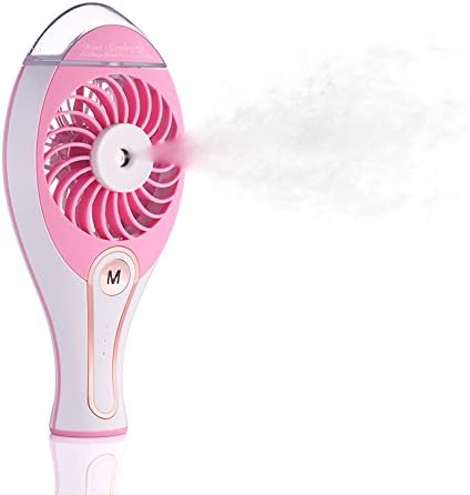 TACY Mini Handheld Fan USB Misting Fan Personal Cooling Humidifier Fan Rechargeable Battery Fan Water Spray Cooler Fan Desktop Fan (Pink)