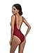SHEKINI Women's Deep V Padded Backless High Cut Leotard One Piece Swimsuits Bathing Suits