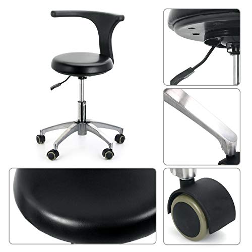 AZDENT Ergonomic Medical Doctor Stool Dentist Swivel Rolling Chair with Back Foot Rest Adjustable Dentist Stool Dental Clinic Spa Massage Salon