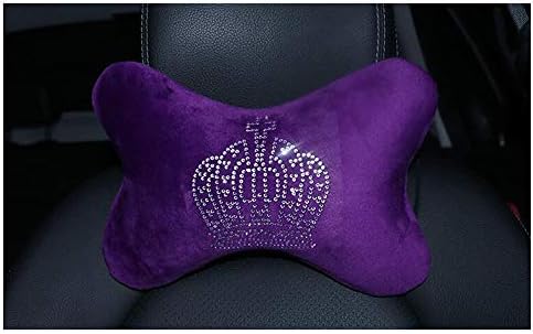 HYL World Car Accessories Four Seasons Universal Headrest Plush Crown Diamond Car Neck Pillow(Purple-1)
