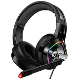 ZIUMIER Gaming Headset Xbox One Headset, PS4 Headset with Noise Canceling Mic and RGB Light, PC Headset with Bass Surround Sound, Over Ear Headphones for PC, PS4, Xbox One, Laptop