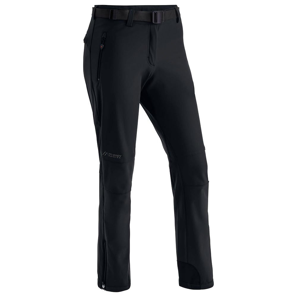 maier sports Women's Tech Pants W Softshell Pants, Warm Hiking Trousers, Elastic Trekking Pants Black - Black