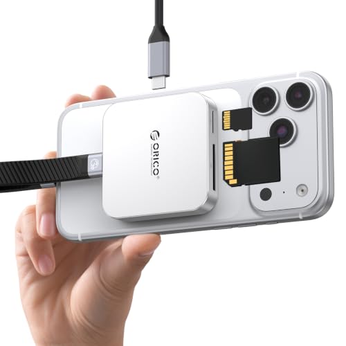Lettore di schede SD magnetico con ricarica PD 100W, SD/TF 3.0, velocità di trasferimento dati 104 MB/s, Card Reader Compatibile con iPhone 17/16/15, iPad Pro e MacBook (Argento, 4 IN 1)