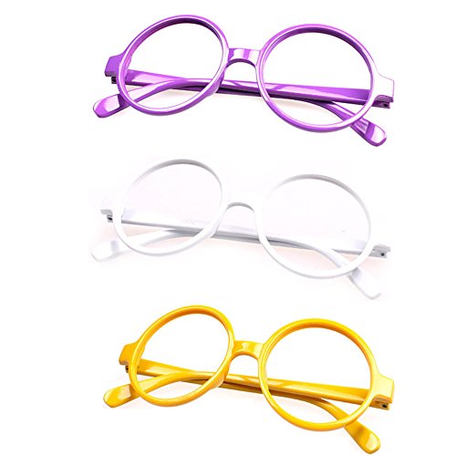 Set of 3 FancyG® Retro Geek Nerd Style Round Shape Glass Frame NO LENSES SET119