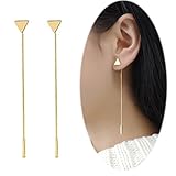 Bar Dangle Threader Drop Earrings Tassel Triangle Ear Studs Women Linear Hoops Geometric Charms Jewelry Golden Plated