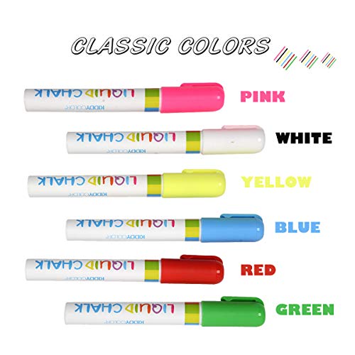 KIDDYCOLOR 6 Pack Liquid Chalk Markers for Kids Art, Chalkboard - Thumbnail 5