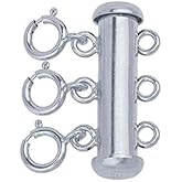 925 Sterling Silver, 3-Strand Layering Lock Connector Slide Tube Clasp with Spring Rings for Necklace Bracelet Jewelry by CRAFT WIRE