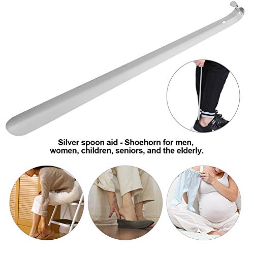 Yesbaby Comfortable Long Handled Stainless Steel Shiny Silver Metal Shoe Horn Shoehorn for Seniors Elderly, Pregnant - Thumbnail 3