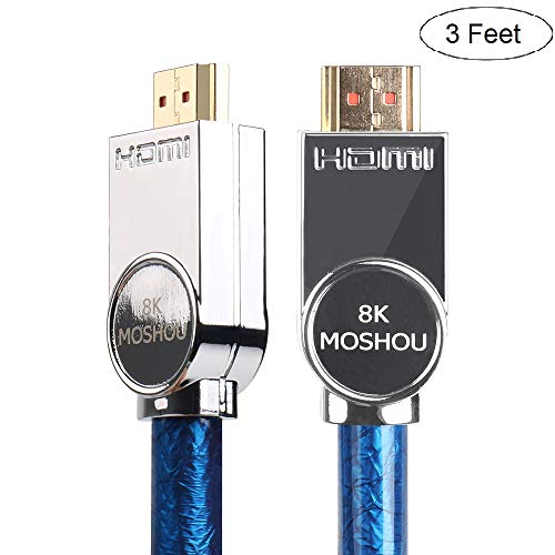 SIKAI 8K TV HDMI Cord Ultra High Speed HDMI 2.1 Cable Support 8K@60Hz, 4K@120Hz, 48Gbps-Ethernet, eARC, Dolby Atmos Vision HDR10 4.4.4 Chroma, HDCP2.2, Up to 7680-by-4320 Resolution (3 Feet, Blue)