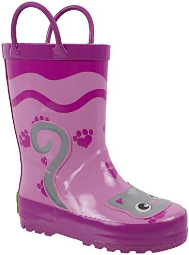 Rainbow Daze "Pretty Kitty" Pink Kitty Cat Printed Rubber Rain Boots for Kids size 9/10