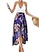 Famulily Women's V-Neck Lace Patchwork Irregular Hem Halter Floral Maxi Dress (Small, Blue)