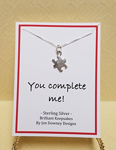 Sterling silver puzzle piece charm you complete me romantic gift