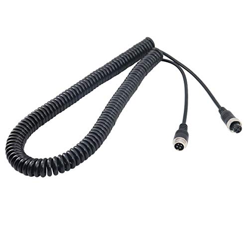4Pin Video Extension Cable 20Ft,Tan QY Line for Car Bus Truck Reversing Rear View Camera Motorhome Vehicle Backup Monitor CCTV System Waterproof (20Ft, Spring Video Extension Cable)