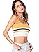 Romwe Women's Sexy Stretch Spaghetti Strap Striped Crop Cami Tank Top Yellow S