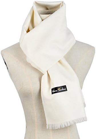 Warm Sunshine Cashmere Feel Winter Scarf for Men Women Solid Super Soft Luxurious Scarf, White