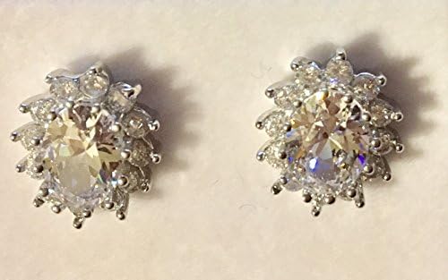 Crystal Post Oval Stud Earrings Swarovski Element Silver Tone Clear