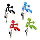 Meta-U Set of 4 Strong Magnetic Key Holder Hook with Wall Climbing Man Design | Random Color
