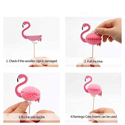 48x Snailmon Flamingo Cupcake Toppers pcks Pineapple Cupcake Toppers, 3D Cocktail Picks Cake Decoration for Luau Hawaii Tropical Birthday Wedding Beach Party