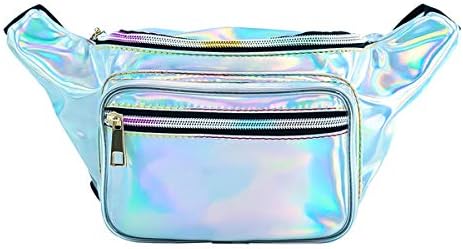 Segorts Holographic Fanny Pack Women Girls Men Shiny Neon Waist Bag Adjustable Belt Chest Pack Hip Bum Bag Rave,Festival,Party,Travel,Musicale,Cycling