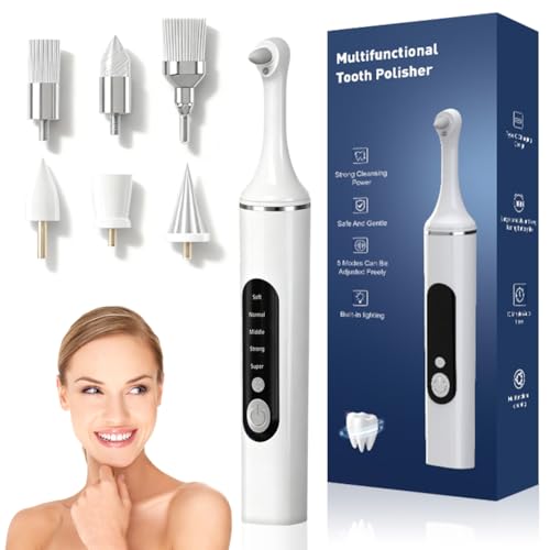 Professional Teeth Whitening Tartar Remover Kit with 5 Modes Teeth Cleaning Whitening Teeth Polisher with 6 Polishing and Whitening Accessories