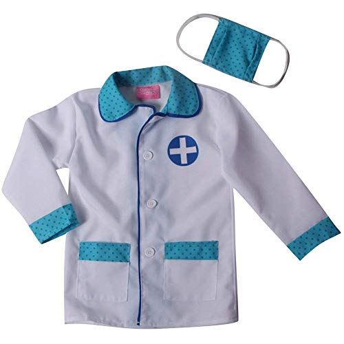 Storybook Wishes Boys Blue Doctor Jacket & Mask Pretend Play Set Costume (6/8, white/blue)