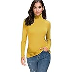 Women-Long-Sleeve-Mock-Turtleneck-T-Shirt-Solid-Stretchy-Slim-Fit-Layer-Tee-Tops