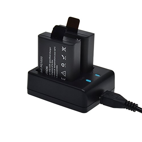 Campark 2 x 1050mAh Rechargeable Action Camera Battery with USB Dual
