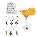 Hawaiian Beach Tropical Wine Glass Charms, Beach Theme Favors -Drink Markers For Parties, Set of 6, Wine Charms, Drink Markers with White Linen Storage Bag by Cork & Leaf