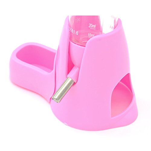 Small Animals Feeder Automatic Hamster Water Dispenser With Food Container Base Hut fit for Hamsters Rats Guinea-pigs Ferrets Rabbits (pink)