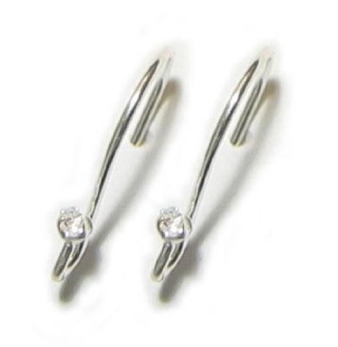 10 pcs .925 Sterling Silver Clear Cz Stone Crystal Ear Wire French Hook Earwires Earring Connector/Findings/Bright