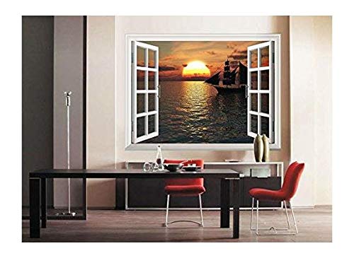 wall26 Removable Wall Sticker/Wall Mural - an Old Merchant Ship Out at Sea at Sunset | Creative Wind