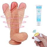 Realistic 360° Whirling Vibration Dildo, Adorime Ultra-Soft Flexible Vibrating Dildo with Wireless Remote, Adult Sex Vibrator Toys with Suction Cup for Women 7 Inch 