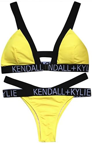 Pretid Women Sexy 2017 Letters Print Bandage Bikini Bottom Swimsuit 2 Piece
