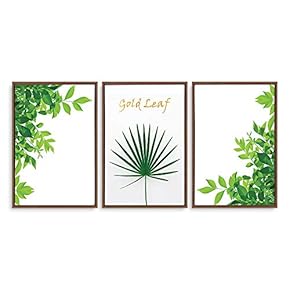3 Piece Framed Canvas Wall Art for Living Room, Bedroom Green Plants Theme Canvas Prints for Home Decoration Ready to Hang - 16"x24"x3 Panels