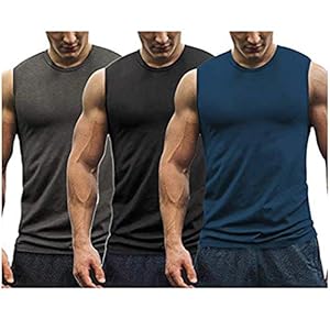 Mens Tank Tops 3 Pack Gym Workout Sports Vest Fitness Muscle Bodybuilding Sleeveless T-Shirt