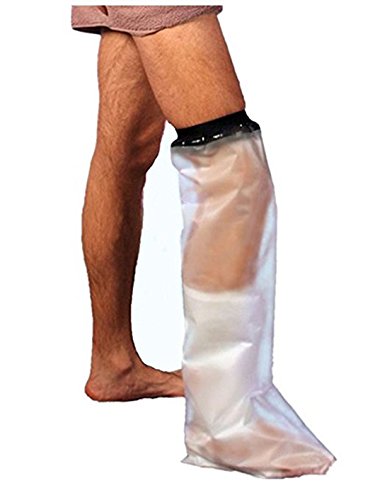 Adult leg cast protector for shower, Waterproof TPU Shower Bandage and Cast Cover Full Leg Watertight Protection to Broken Leg, Knee, Foot, Ankle Wound, Burns 100% Reusable