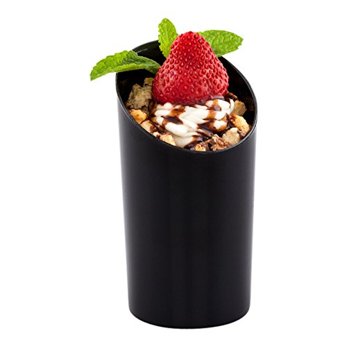 Black Incline Shot Glasses - 3 oz Premium Plastic - Serve Shots, Mini Cocktails, Desserts and More - 100ct Box - Restaurantware