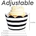 Cupcake Wrappers - Black & White Wedding, Bridal & Baby Shower, Birthday Party Supplies, Reversible Neutral Gender Dessert Wraps - She Said Yes, Hollywood NYE,Grad (Stripe, Gold Silver Dot, 24 Count)