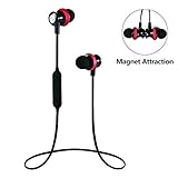 Bluetooth Headphones, V4.1 Wireless Stereo Magnetic Headset with Mic Secure Fit for Running Sport Gym for iPhone 7 Samsung Galaxy S7 & More (Black&red)