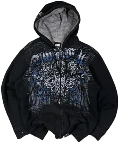 Tyadorw Gothic Spider Graphic Hoodies Y2K Goth Oversized Zip Up