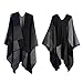 VamJump Women Color Block Wrap Shawl Oversized Blanket Poncho One Size Black