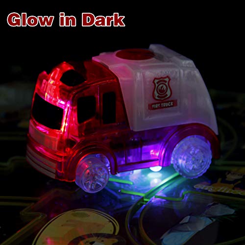 Mini Tudou DIY Puzzle Tracks Car Set Fire Engine Themed Vehicle Interchangeable Tracks 18 Pcs Sets Toys for Over 3 Year Old Boys Girls - Thumbnail 2