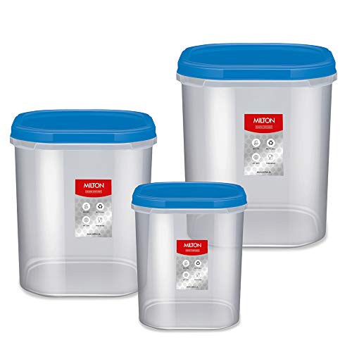 Milton Quadra Storage Container, Set of 3, 6000 ml, 8000 ml, 12000 ml, Blue