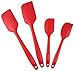 Mithium Premium Silicone Spatula Set of 4, Anti-Bacterial with Durable Lightweight Solid Steel Core, Non-stick Heat Resistant - Cherry Red