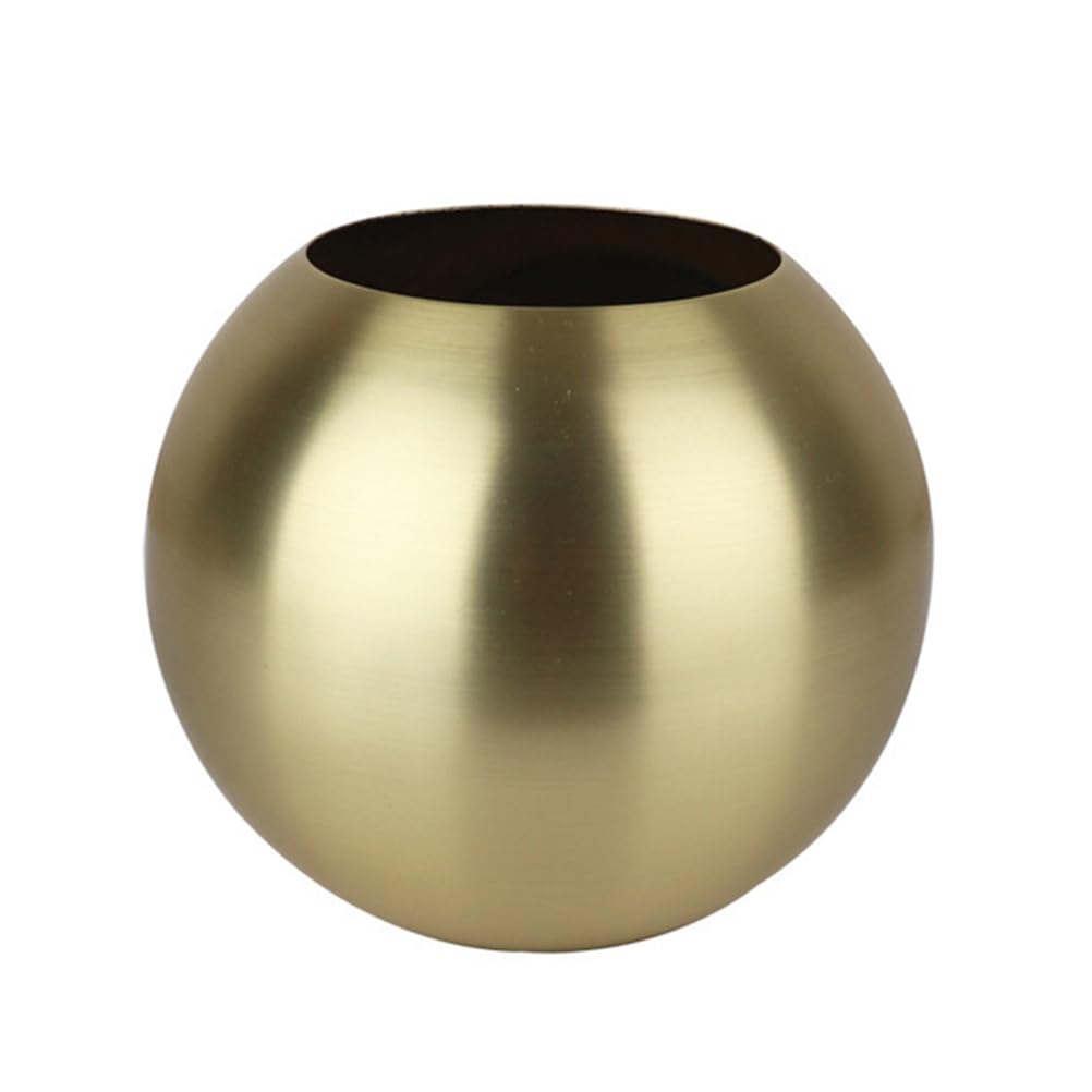 OFFSCH Gold Stainless Steel Flower Pot Spherical Decorative Vase for Home Decor Planter for Living Office Easy to Clean and Move