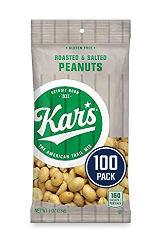 Kar's Nuts Roasted N' Salted Peanuts Snacks - Gluten Free, Bulk Pack of 1 oz Individual Single Serve Bags (Pack of 100)